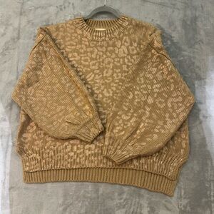 AndTheWhy Gold Tan Leopard Print Oversized Sweater
